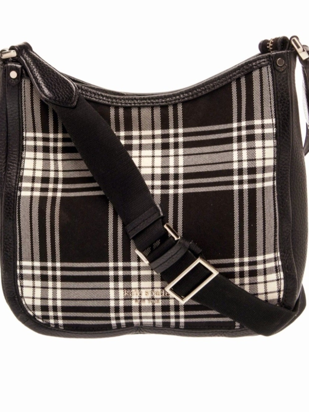 kate spade Black and White Plaid Crossbody Bag